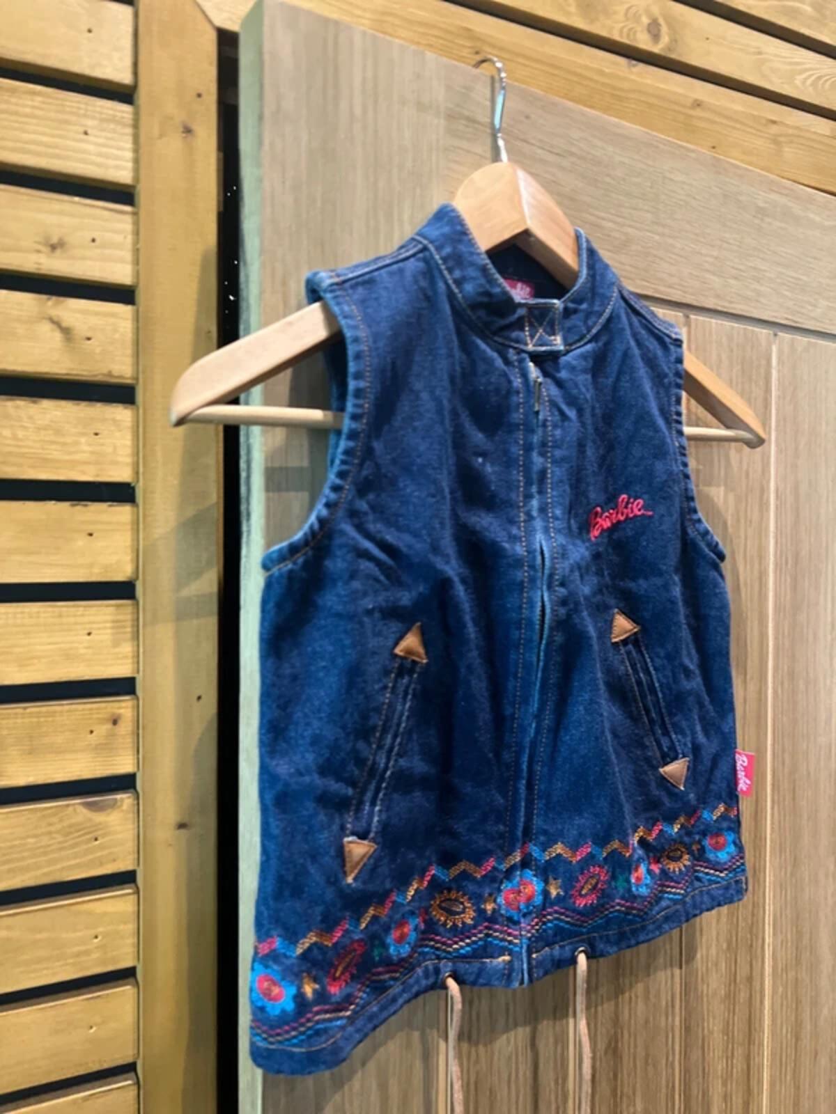 Vintage Barbie Denim Zip Biker Vest 6-7Y