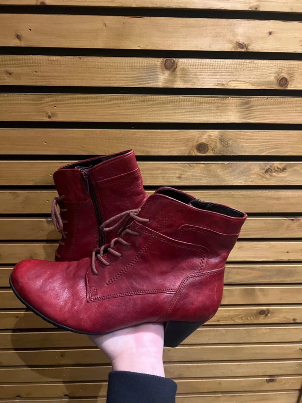 Gabor National Dark Red Leather Ankle Boots UK6.5