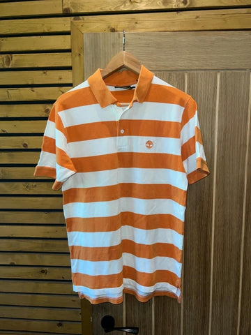 Timberland Orange White Striped Polo Shirt S