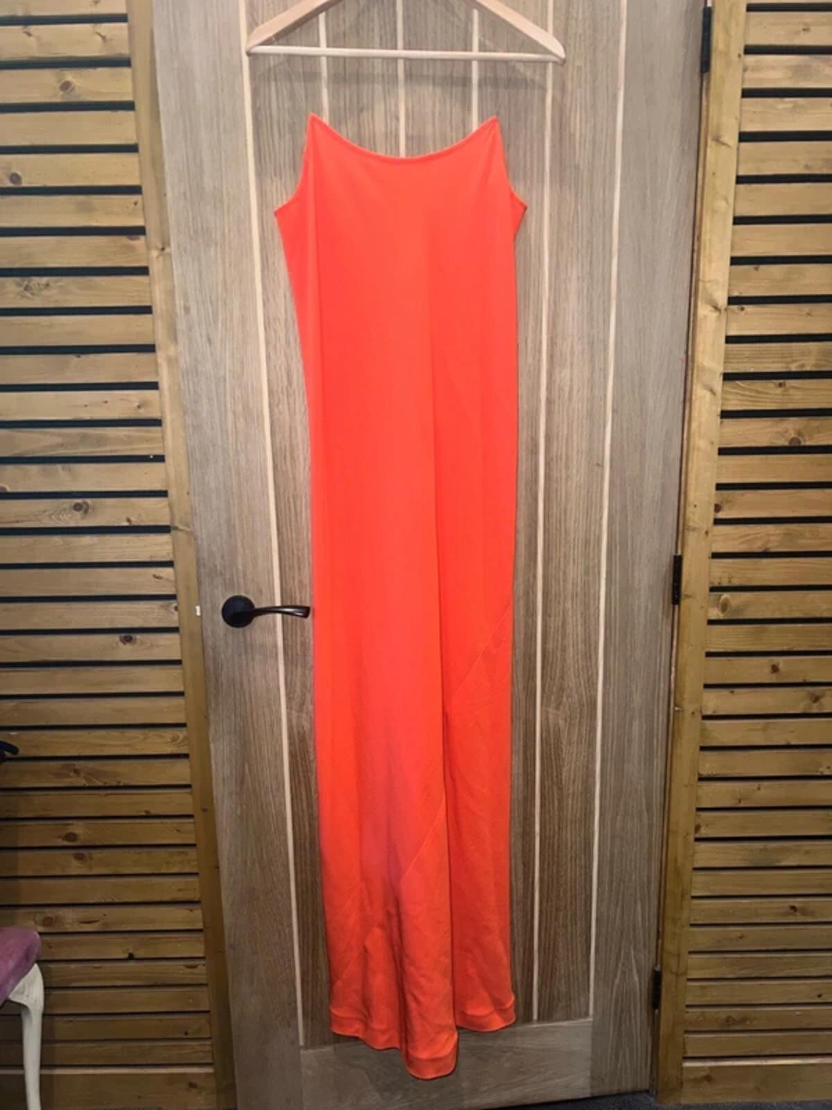 DKNY Orange V Back Maxi Dress 10