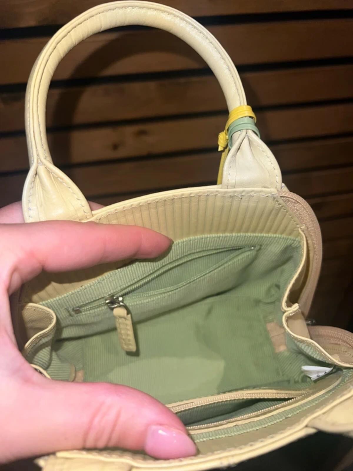 Radley Designer Mini Yellow Leather Handbag With Dog Charm
