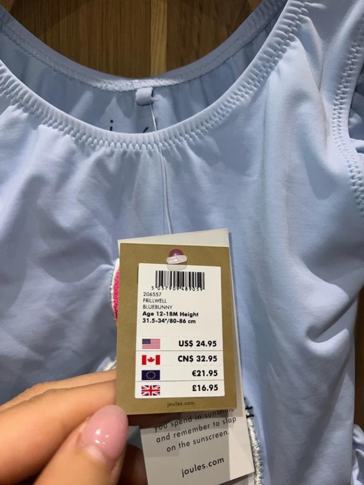Joules Blue Bunny Swimsuit 12-18m NEW