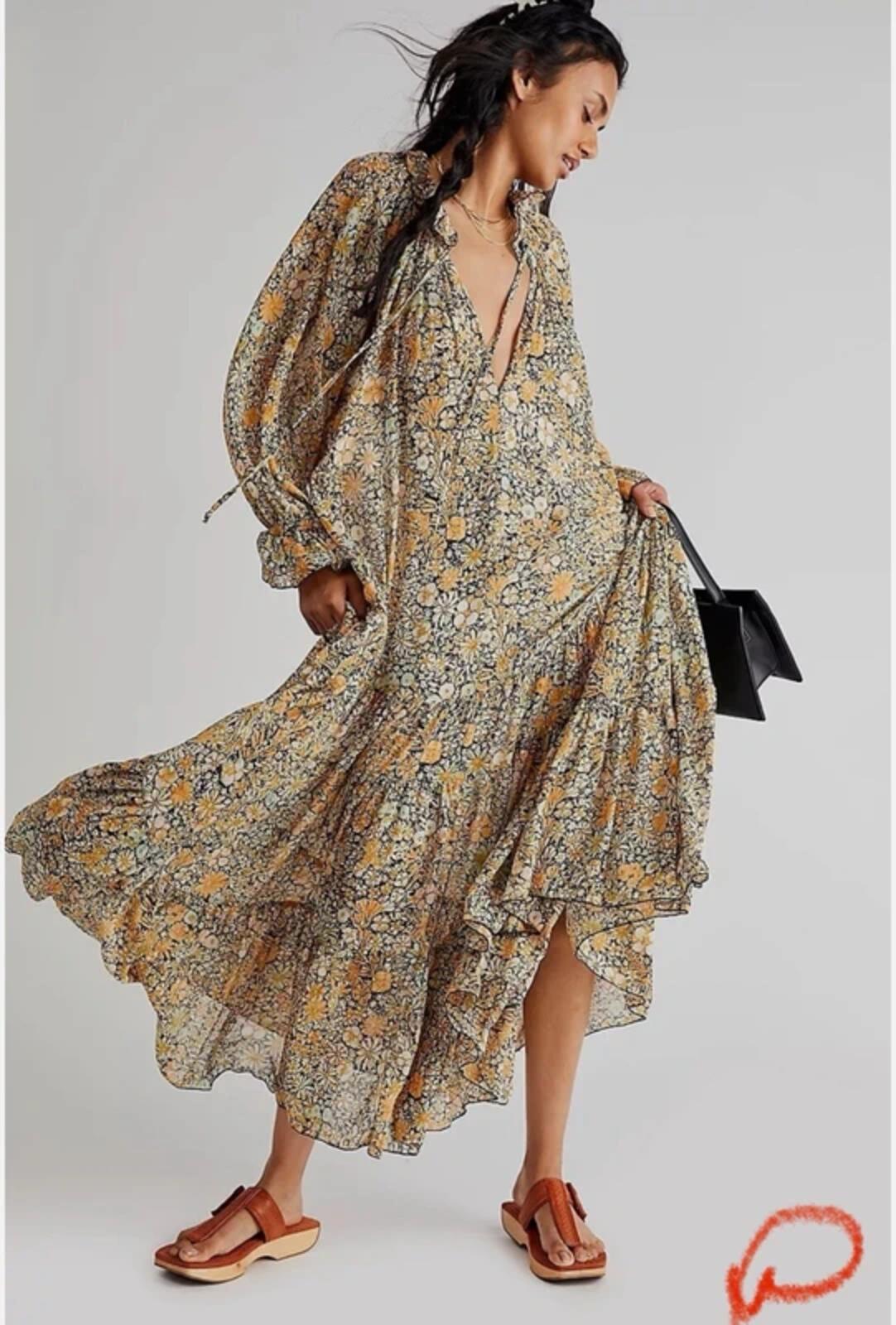 Free People Feeling Groovy Boho Maxi Dress M