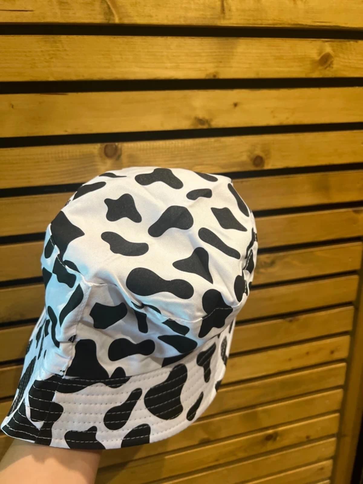 Cow Print Reversible Festival Bucket Sun Hat NEW