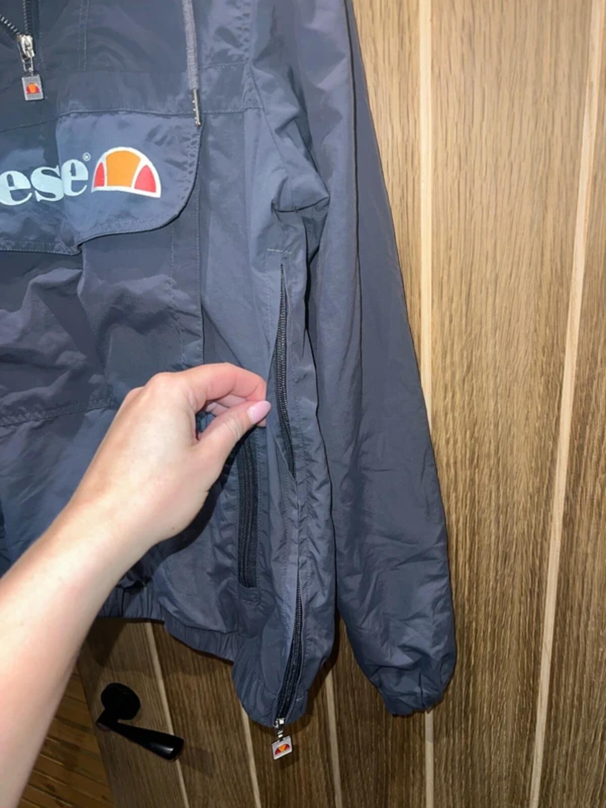 Ellesse Grey 1/4 Zip Pullover Hooded Windbreaker S