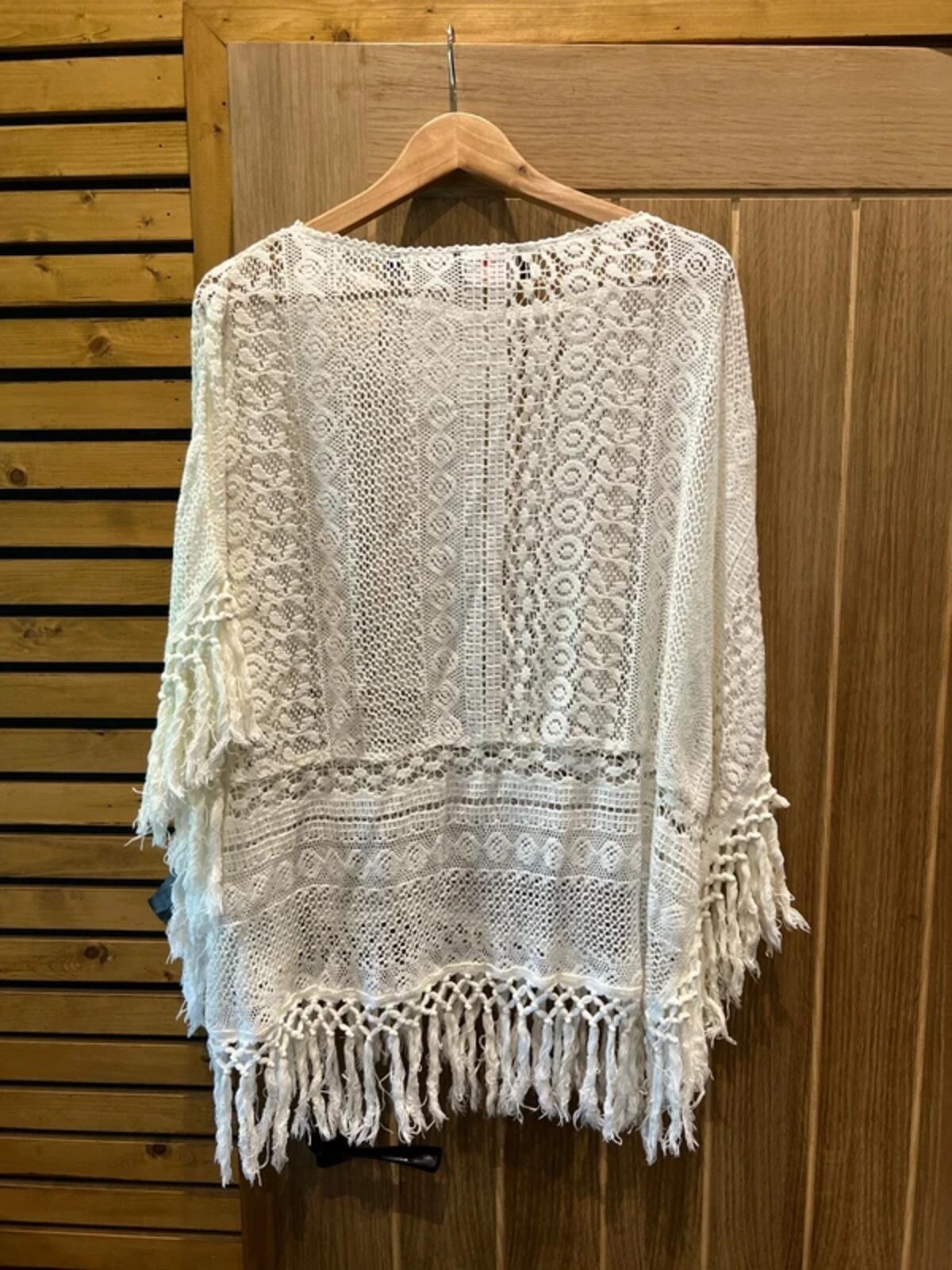 The Kooples Sunrise Designer Lace Broderie Boho Poncho