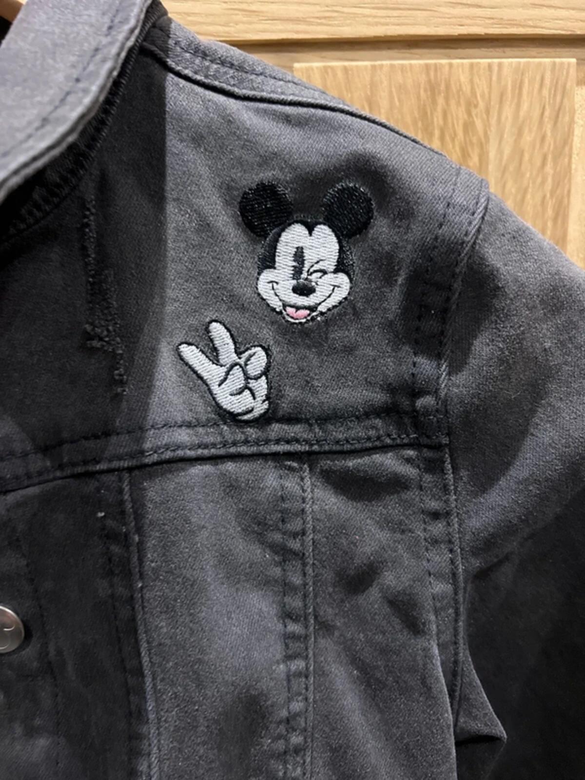 Disney Mickey Mouse Black Distressed Denim Jacket 8-9Y