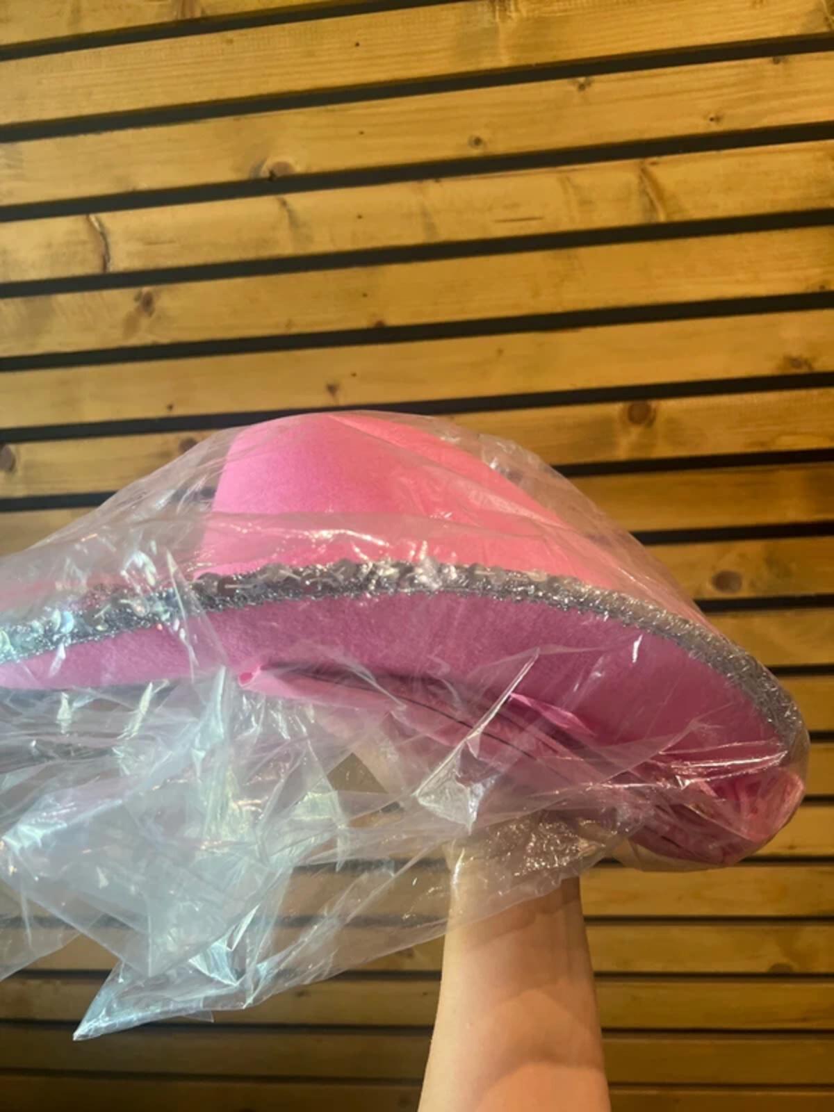Pink Cowgirl Silver Trim Cowboy Hat, Bandana & Earrings Fancy Dress