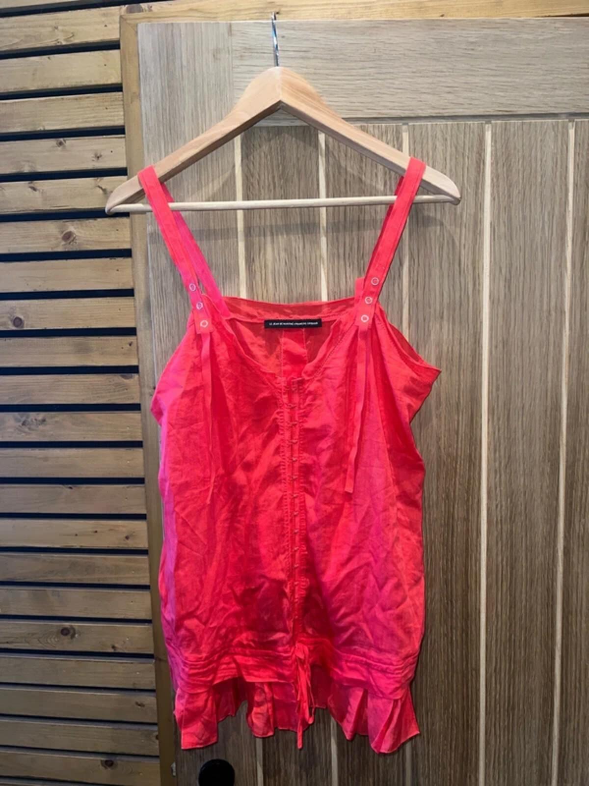 Marithe + Francois Girbaud Designer Ruffle Hem Vest Top L