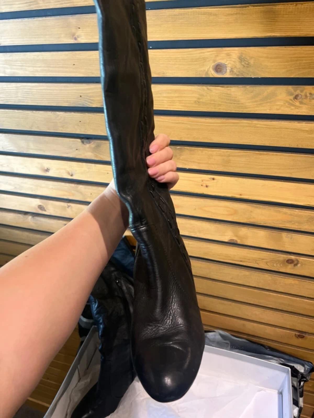 Wallis Black Long Leather Boots UK5