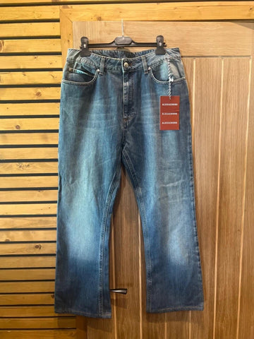 Alexa Chung Pacifico Blue Denim Wide Leg Jeans EU32 NEW
