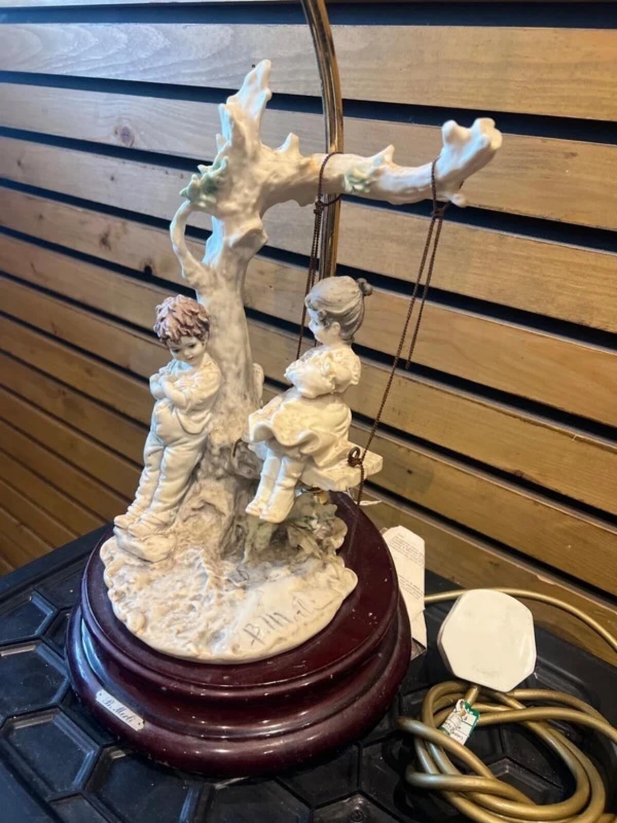 Vintage 1980’s Bruno Merli Rare Porcelain Brass Table Lamp