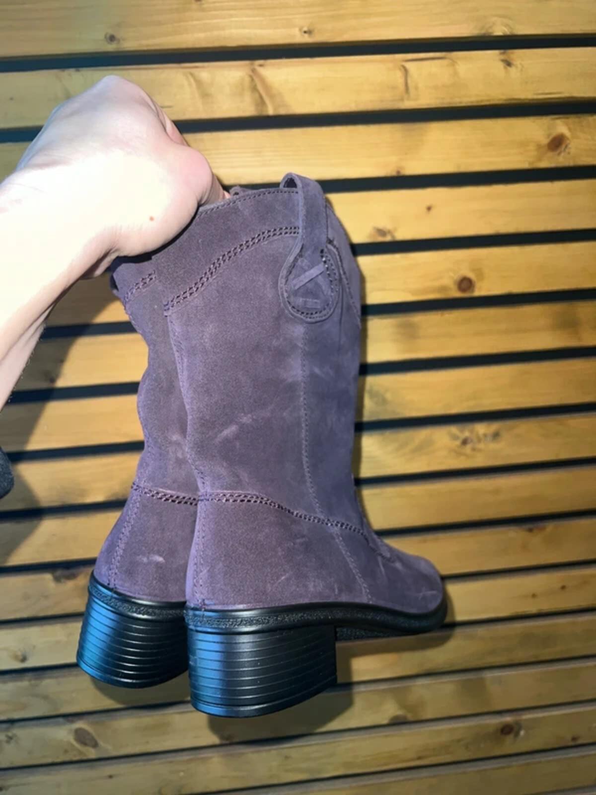 Hotter Purple Suede Heeled Boots UK5 NEW