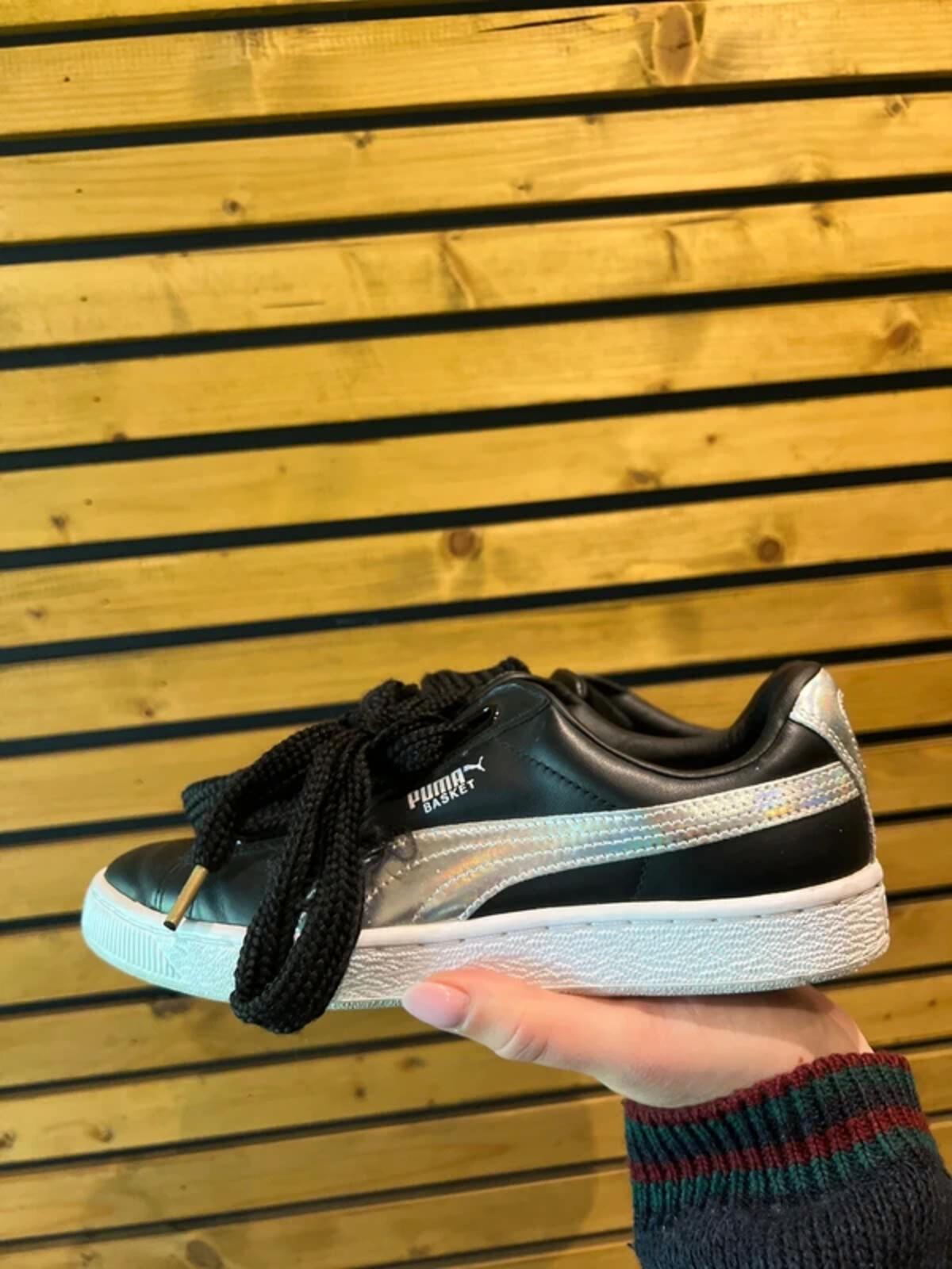 Puma Basket Black & Silver Trainers UK6