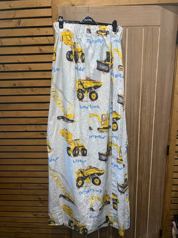 Vintage Digger Construction Grey Curtains Pair