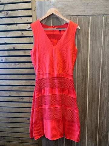 French Connection Coral Pleated Lace V Neck Dress 12