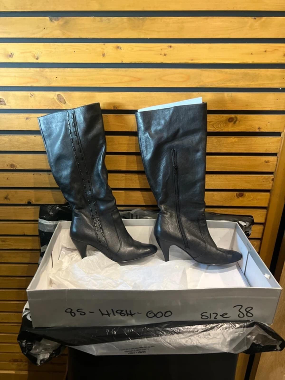 Wallis Black Long Leather Boots UK5