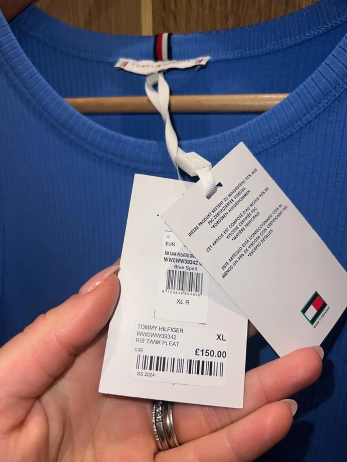 Tommy Hilfiger Blue Pleated Rib Tank Dress XL NEW