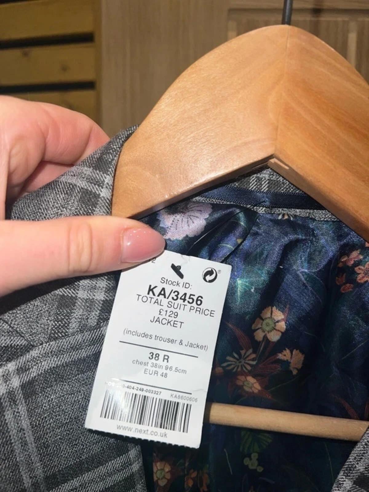 Next Grey Plaid Suit Jacket & Trousers Set NEW