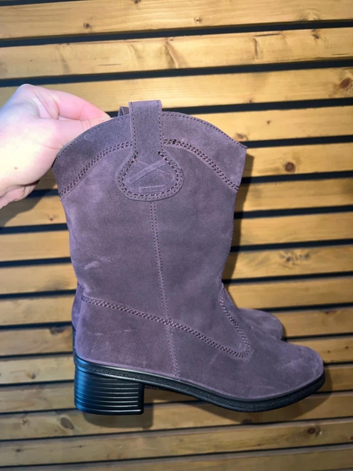 Hotter Purple Suede Heeled Boots UK5 NEW