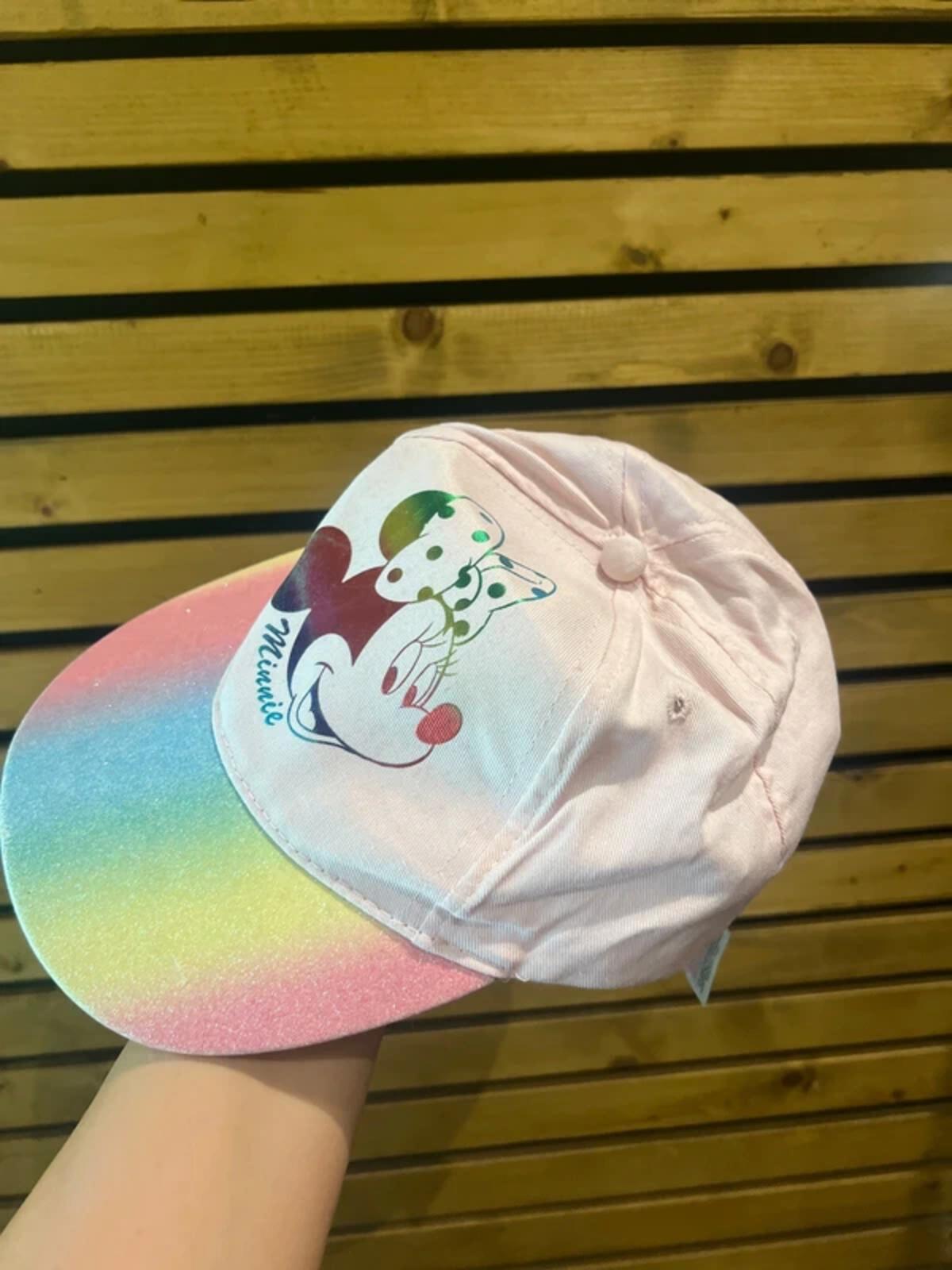 Disney Minnie Mouse Pink Rainbow Glitter Cap