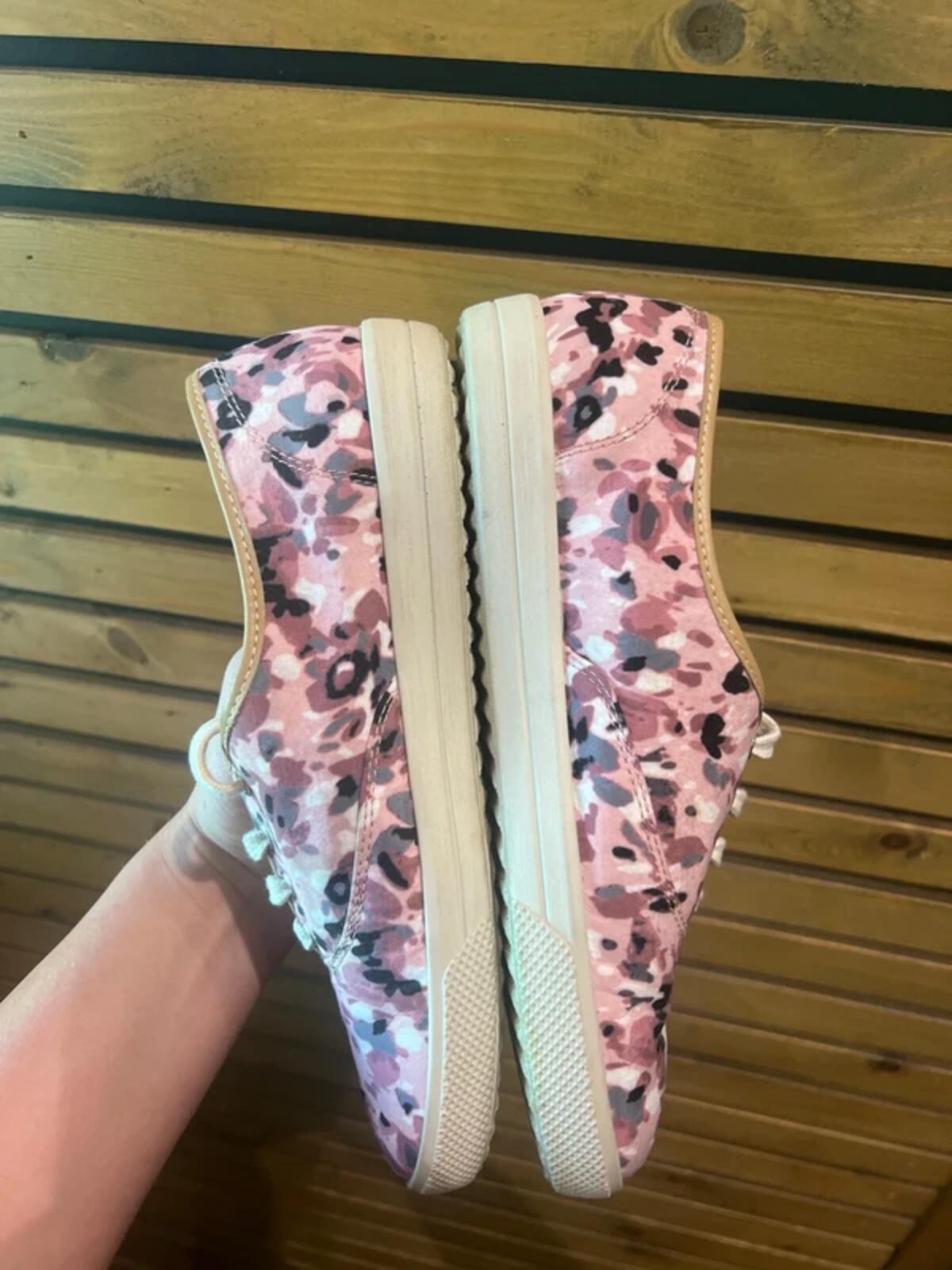 Hotter Mabel Oxford Pink Floral Pumps Canvas Shoes UK6.5