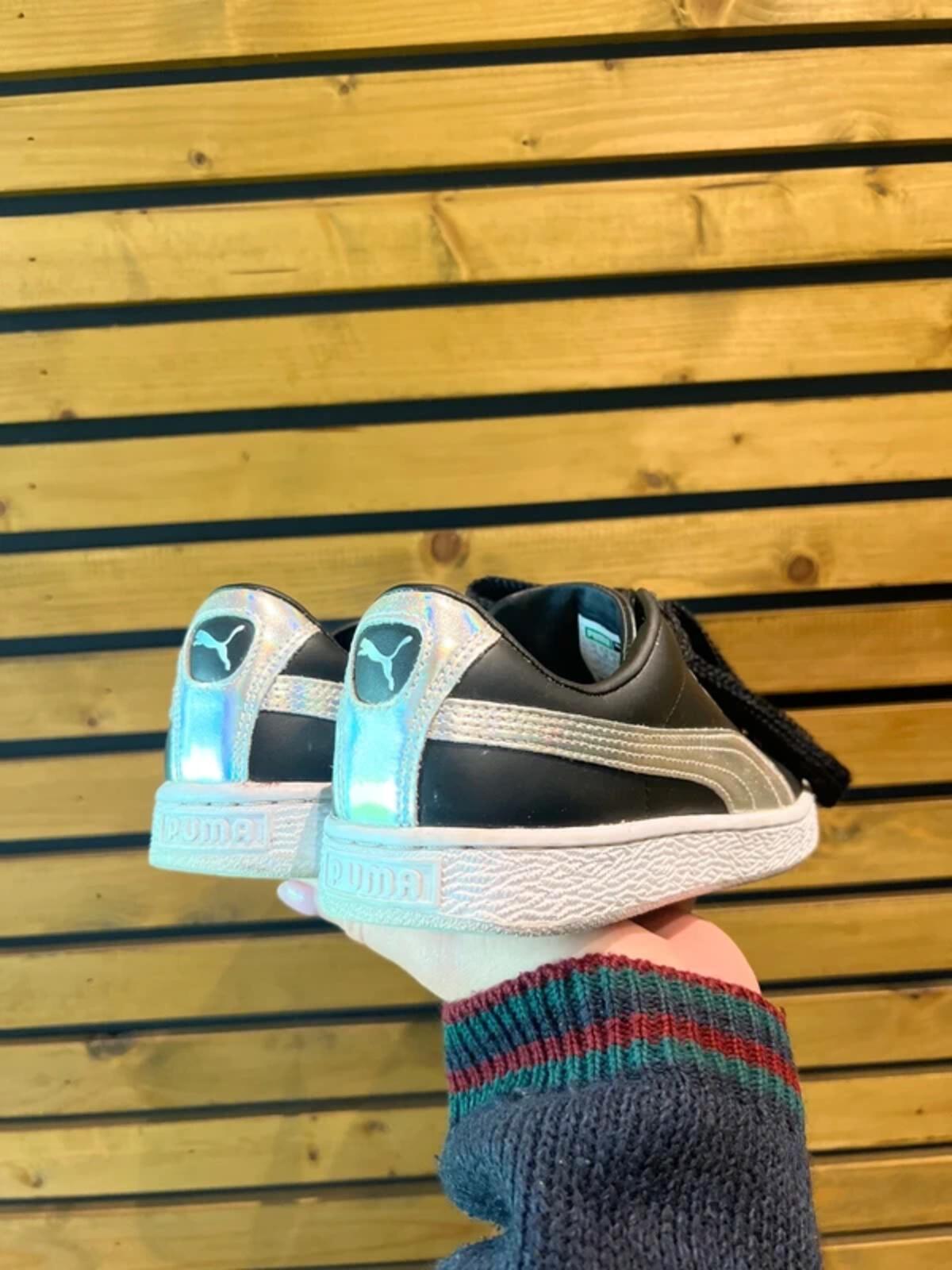 Puma Basket Black & Silver Trainers UK6