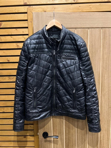 GUESS Faux Leather Quilted Biker Jacket L