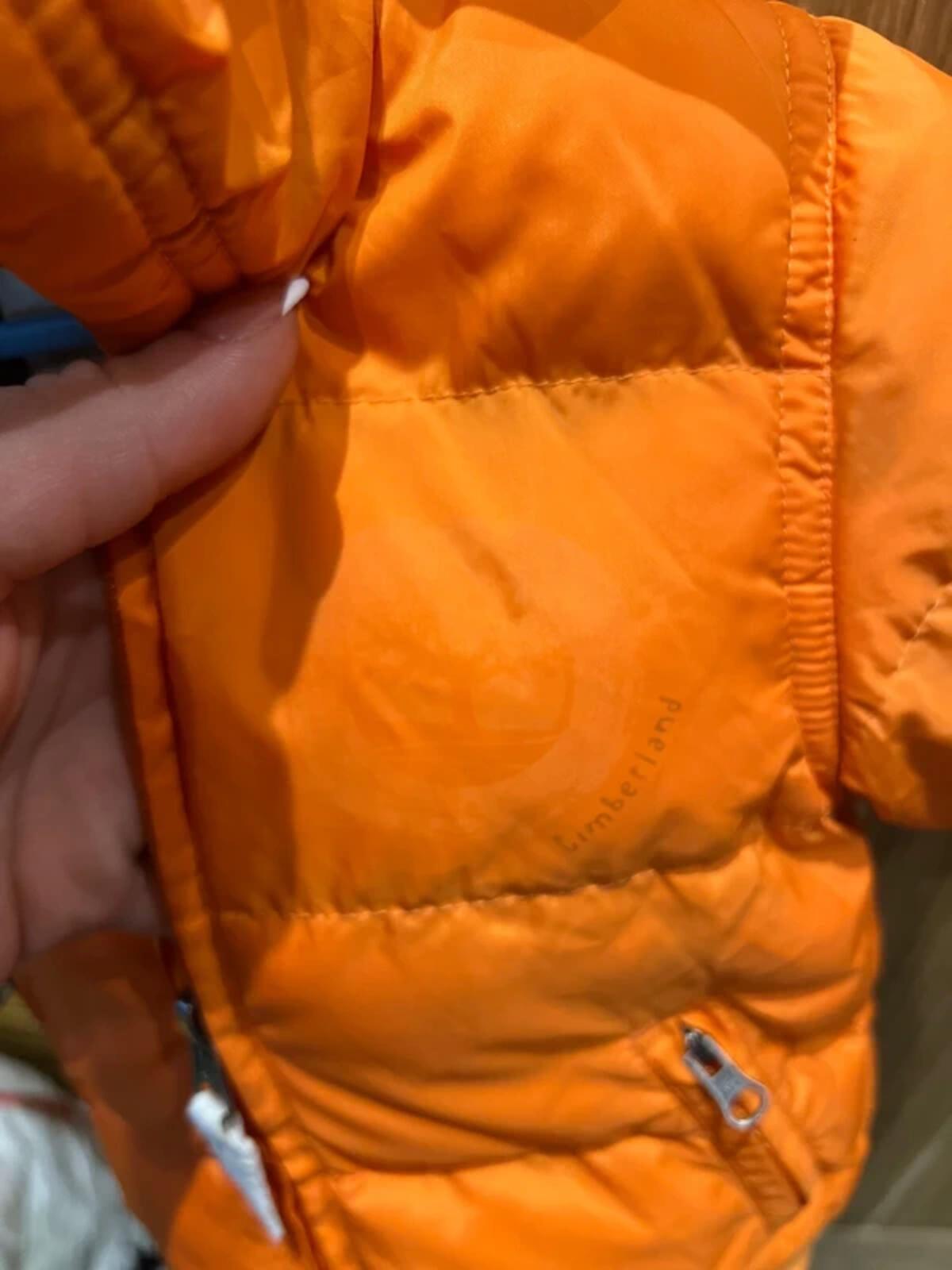 Timberland Baby Orange Hooded Puffer Jacket 3m