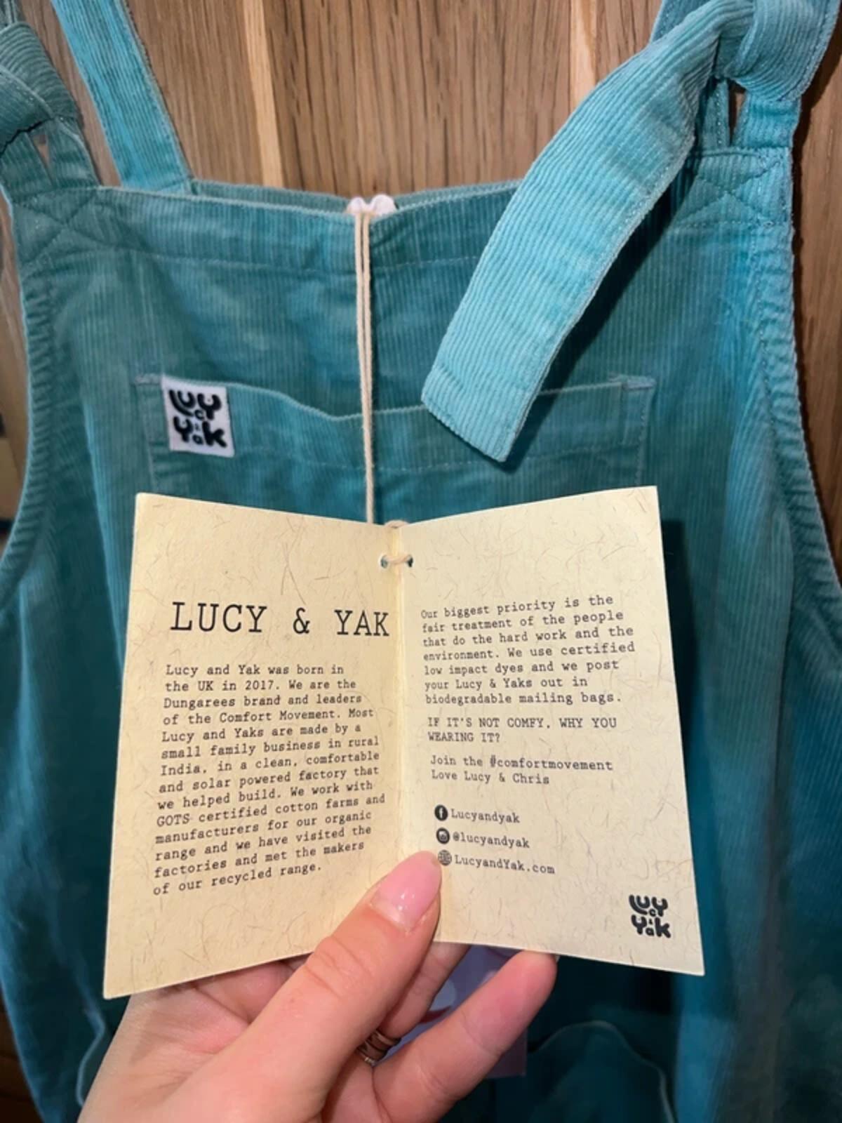 Lucy & Yak Turquoise Corduroy Dungarees 10L NEW