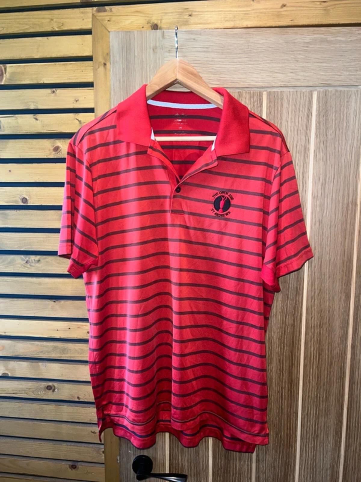 Adidas Golf 2010 The Open St Andrews Red Striped Polo Shirt