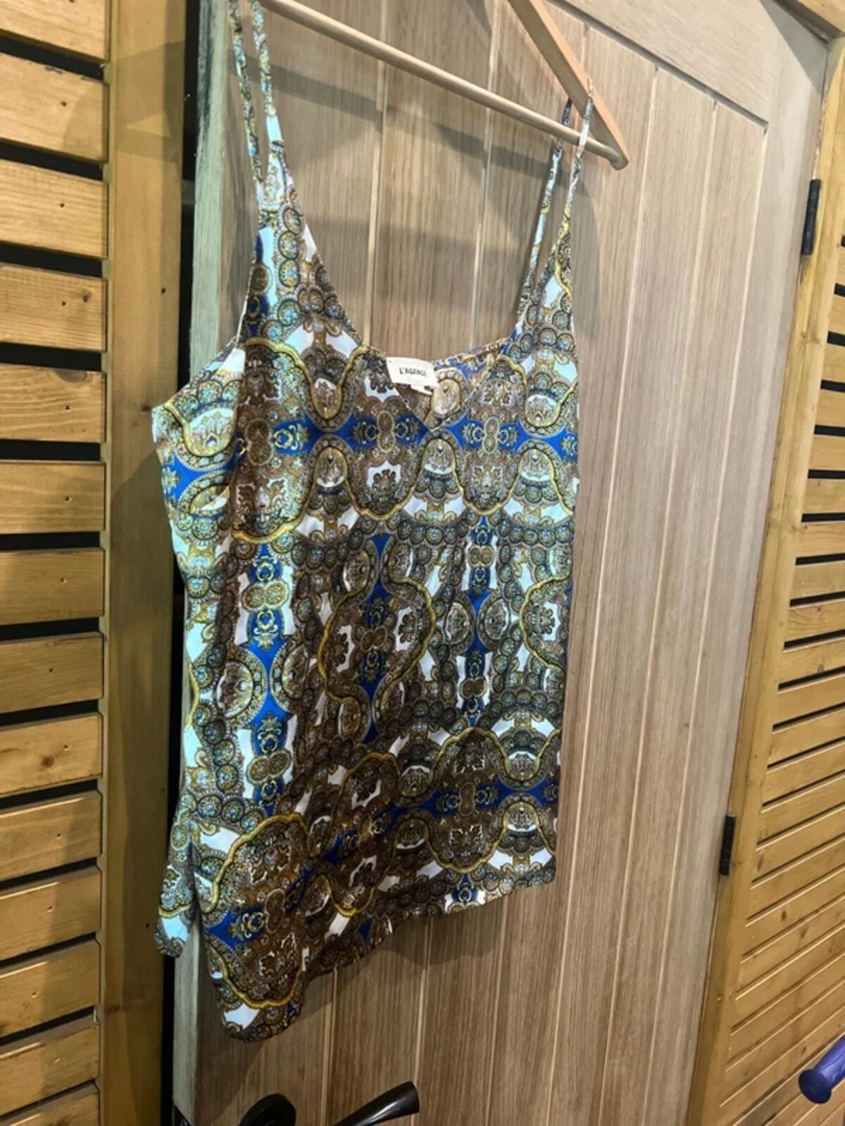 L’Agence Patterned Silk Cami Vest Top M
