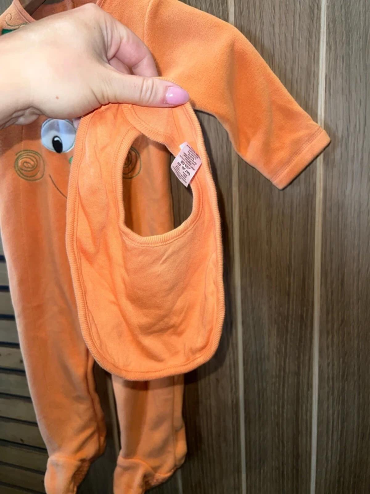 Pumpkin Halloween Fleece Babygrow & Bib Fancy Dress 9-12M