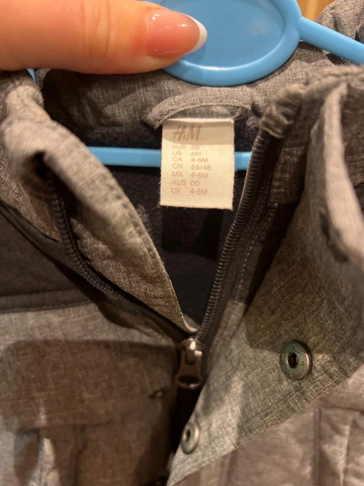 H&M Baby Grey Puffer Jacket 4-6m