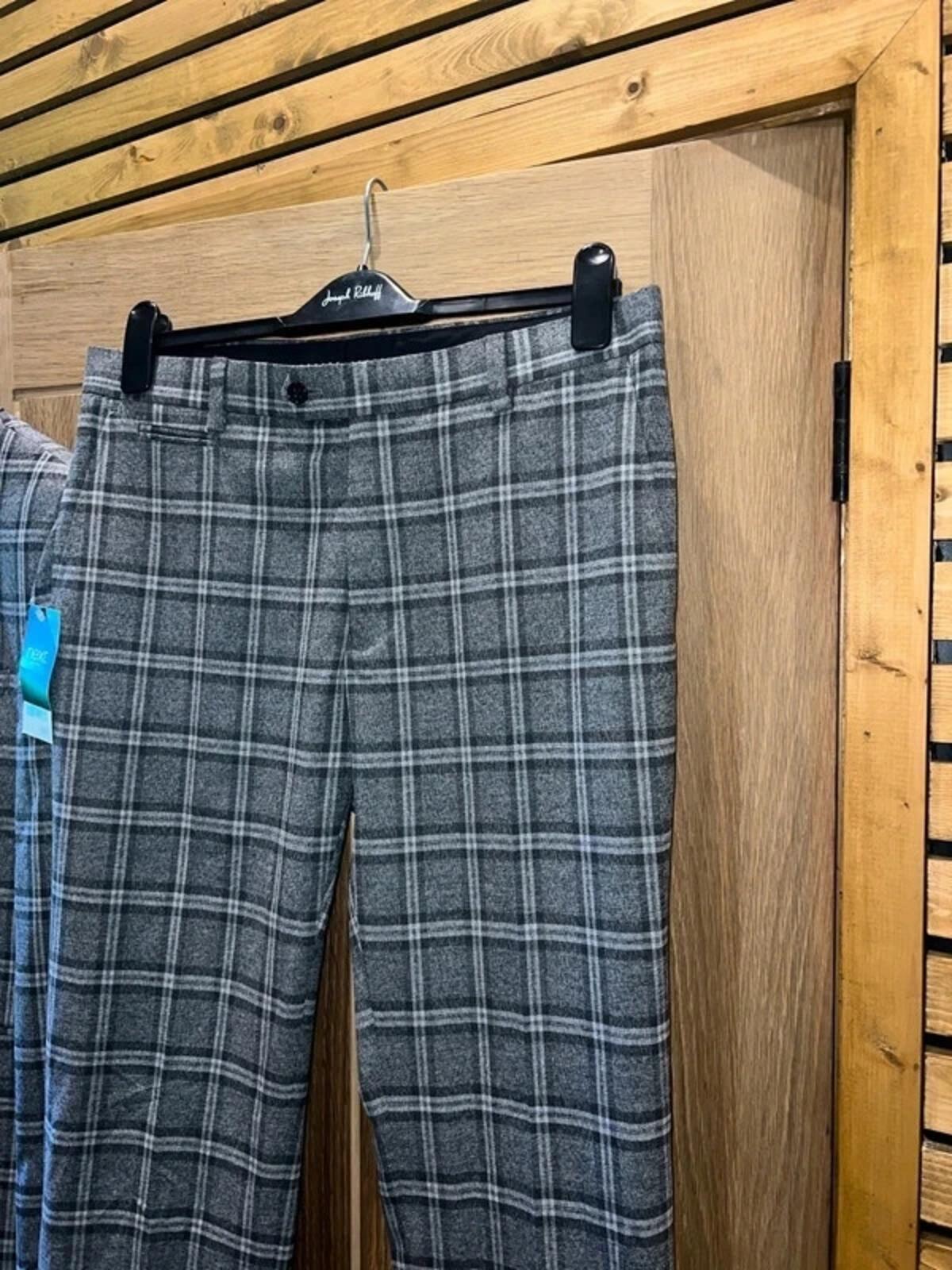Next Grey Plaid Suit Jacket & Trousers Set NEW