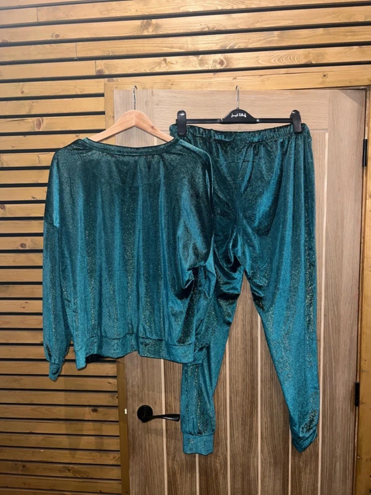 Wicked Emerald Green Sparkly Lounge Set 12-14