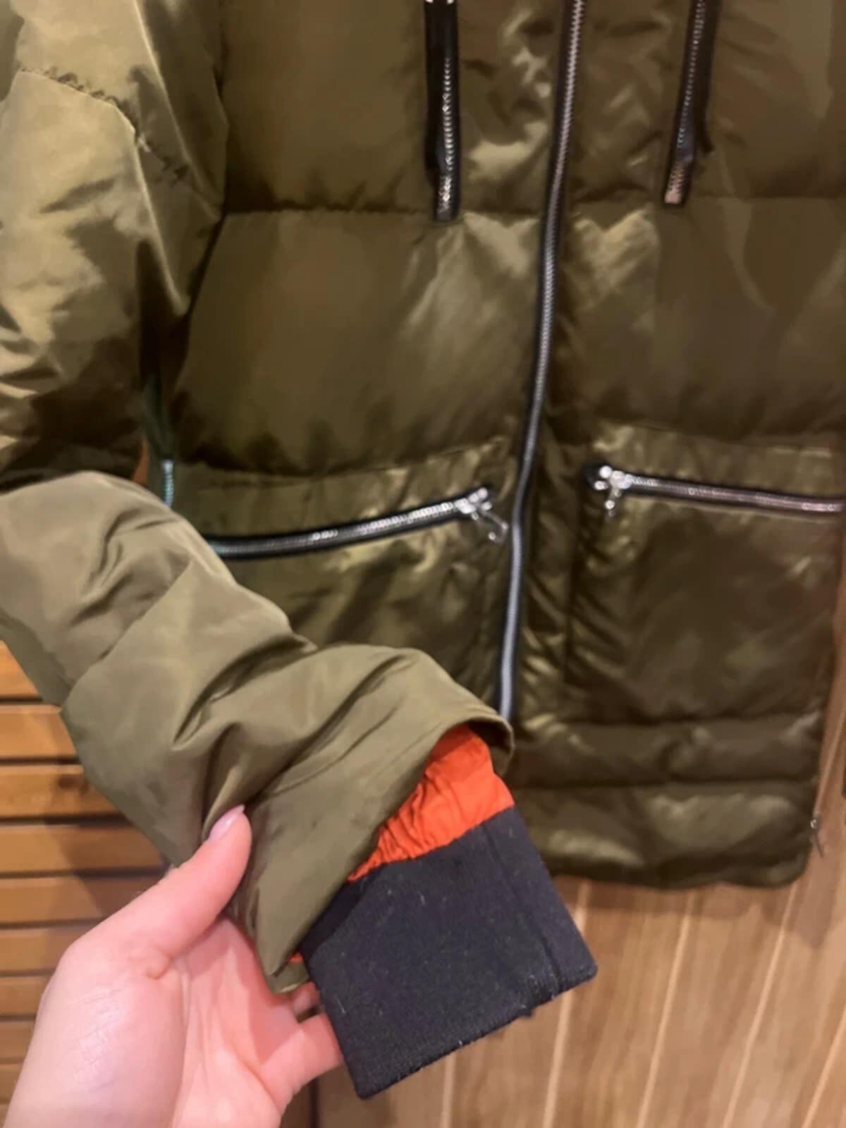 Zara Khaki Down Puffer Hooded Coat XS