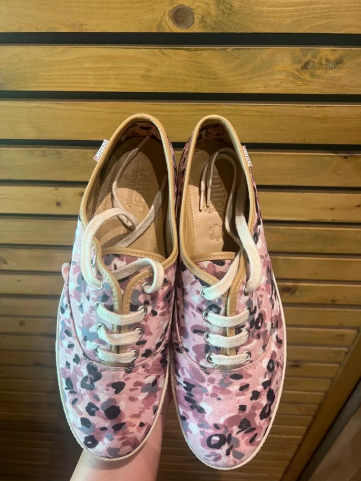 Hotter Mabel Oxford Pink Floral Pumps Canvas Shoes UK6.5