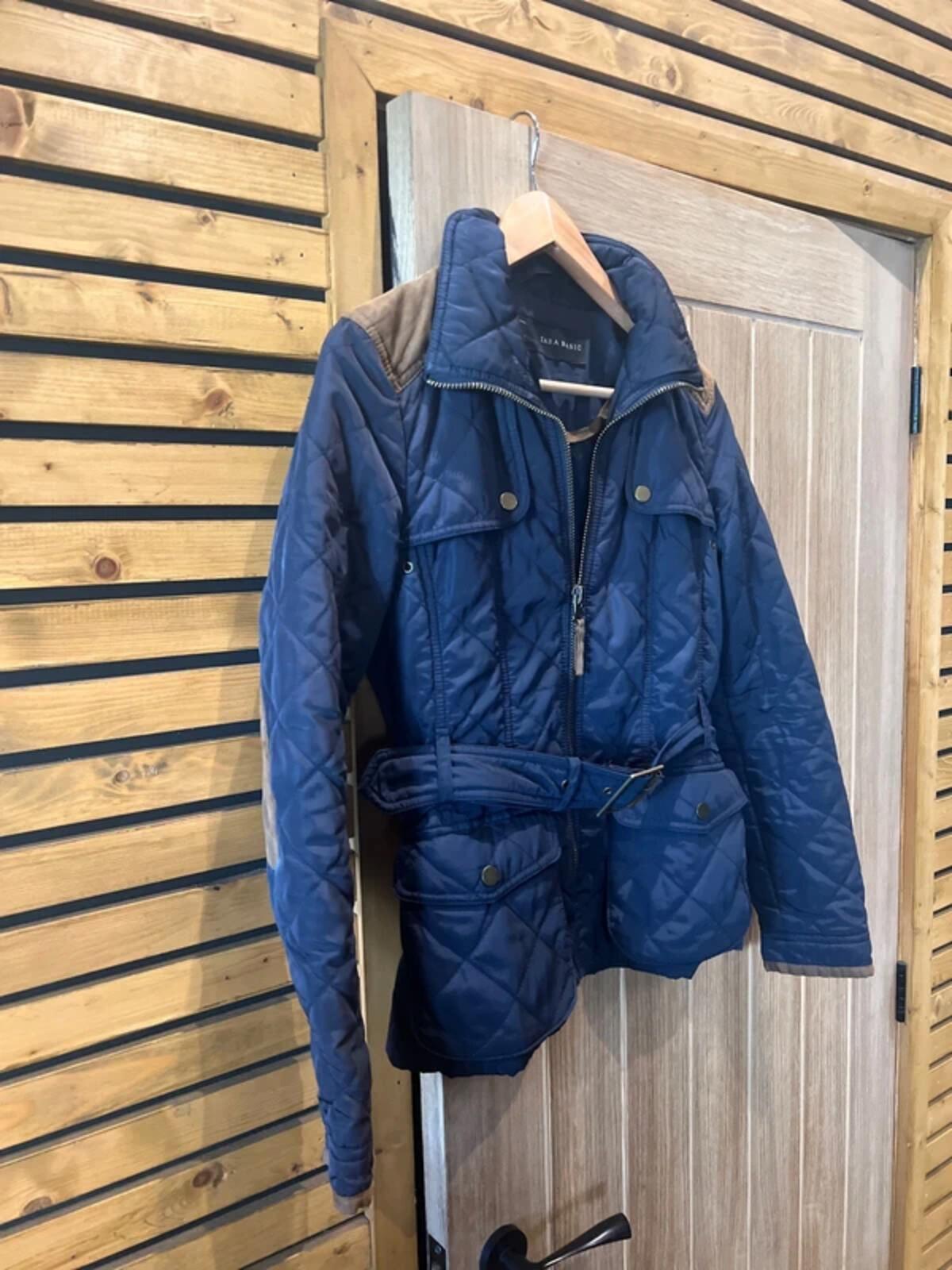 Zara Navy Diamond Quilted Jacket M