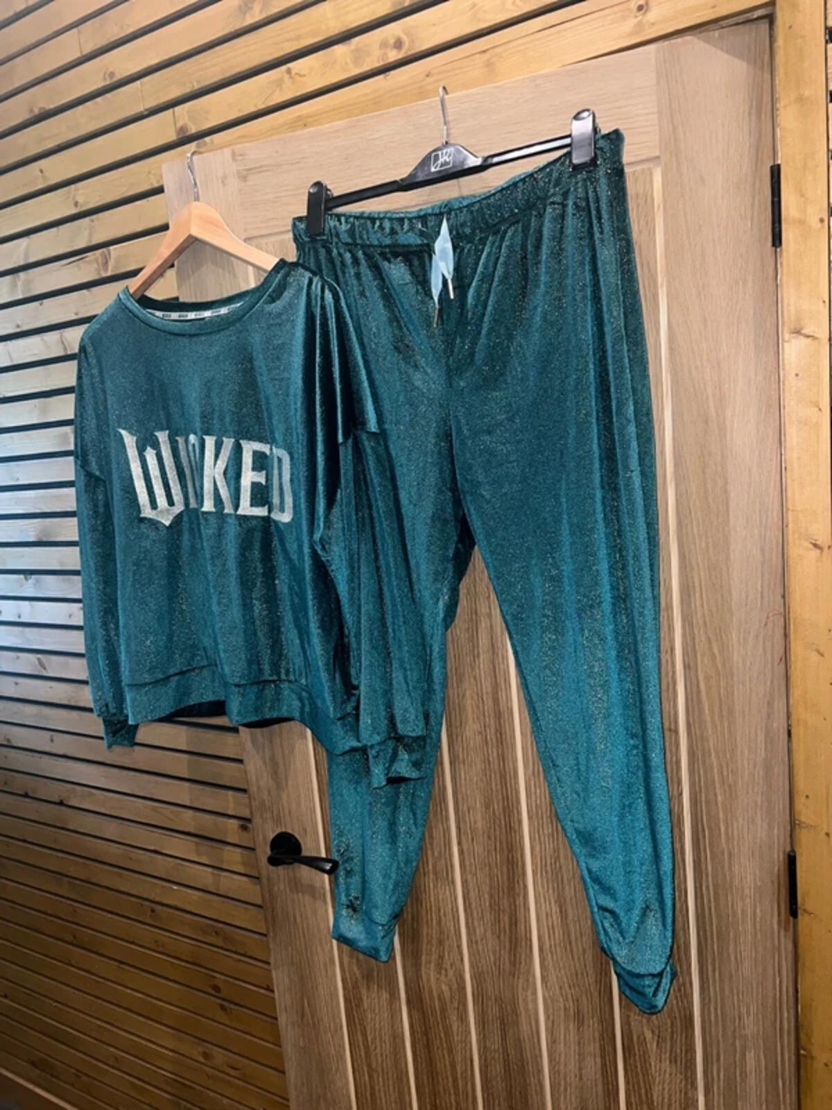 Wicked Emerald Green Sparkly Lounge Set 12-14